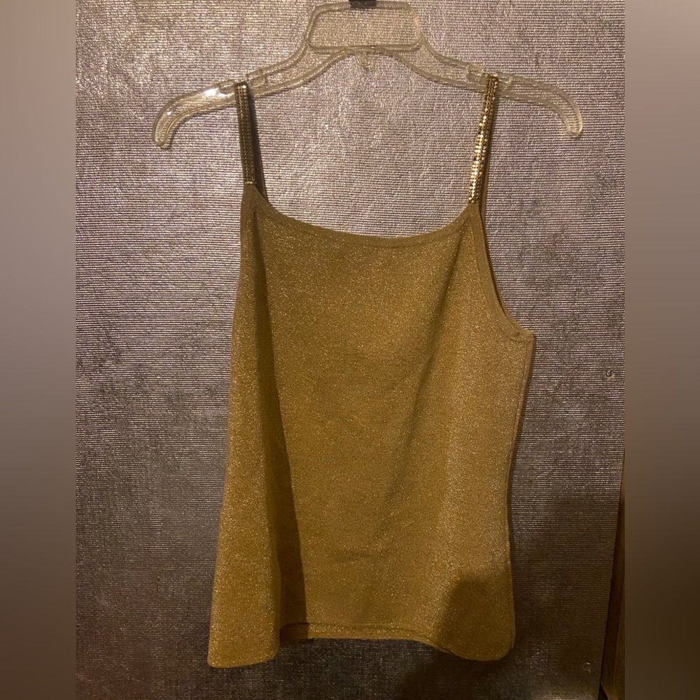 LAST CHANCE 🔥 Spenser Evening Gold Spaghetti Strap Top Size L - Picture 3 of 8
